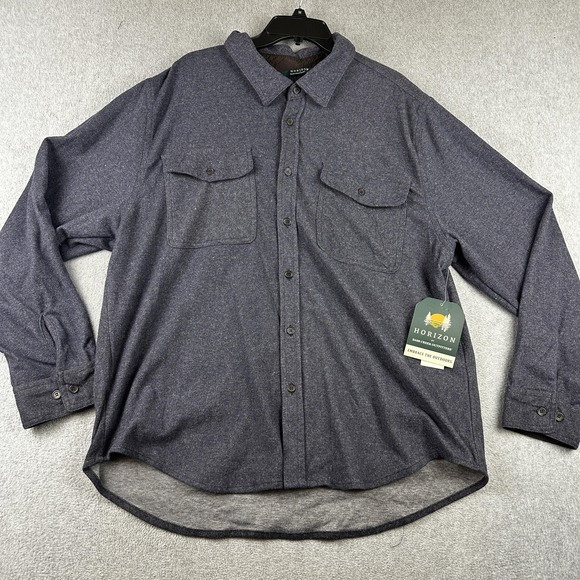 Horizon Bass Creek Outfitters Shirt Mens 2XL Navy Blue Outdoor Flannel Button Up - Picture 1 of 8